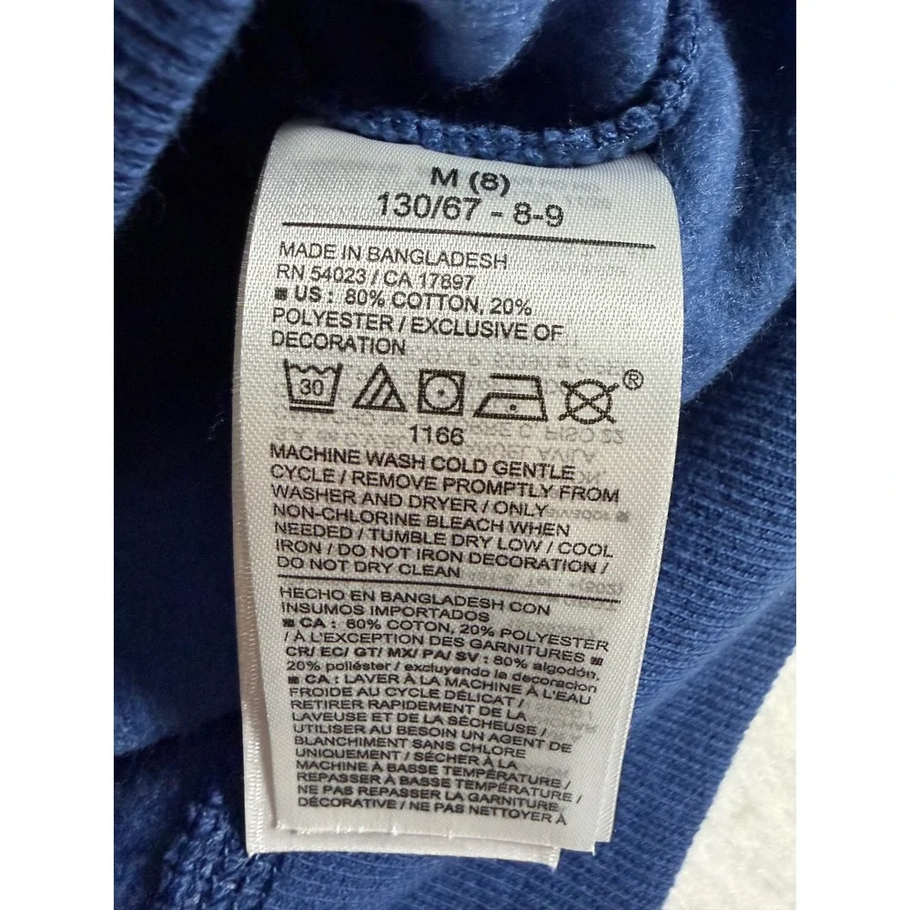 Old Navy Girls Navy Blue NYC Floral Embroidered Oversized Hoodie Sweatshirt Sz 8